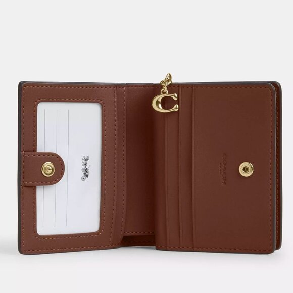 NWT Coach CBO72 Snap Wallet In Signature Canvas With Shell Print In Sand Multi - Picture 3 of 6